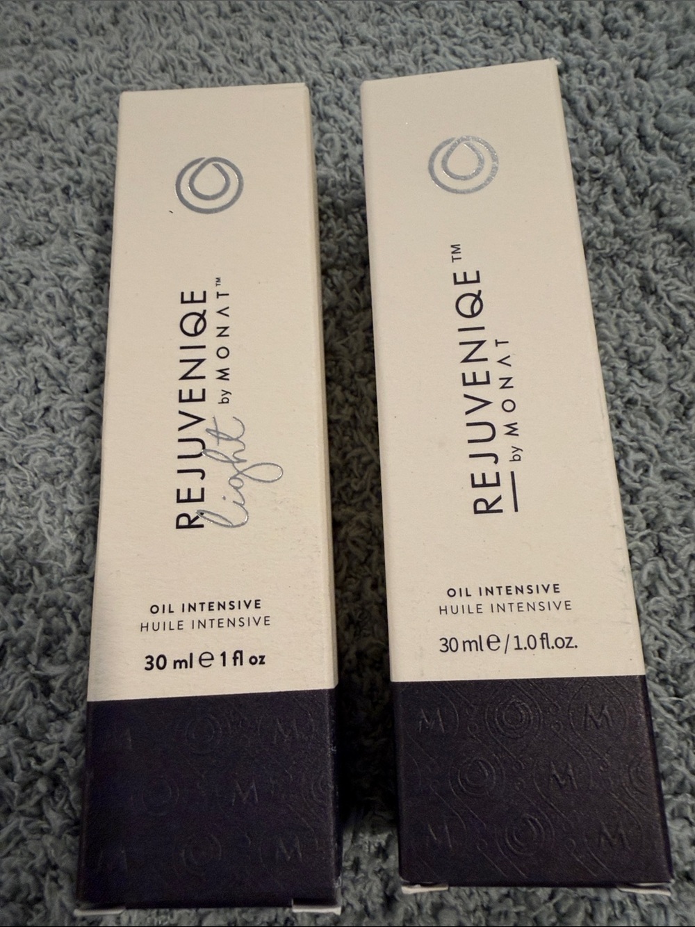 2 unopened. Rejuveniqe by MONAT Oil Intensive 30ml - Regular and Light versions